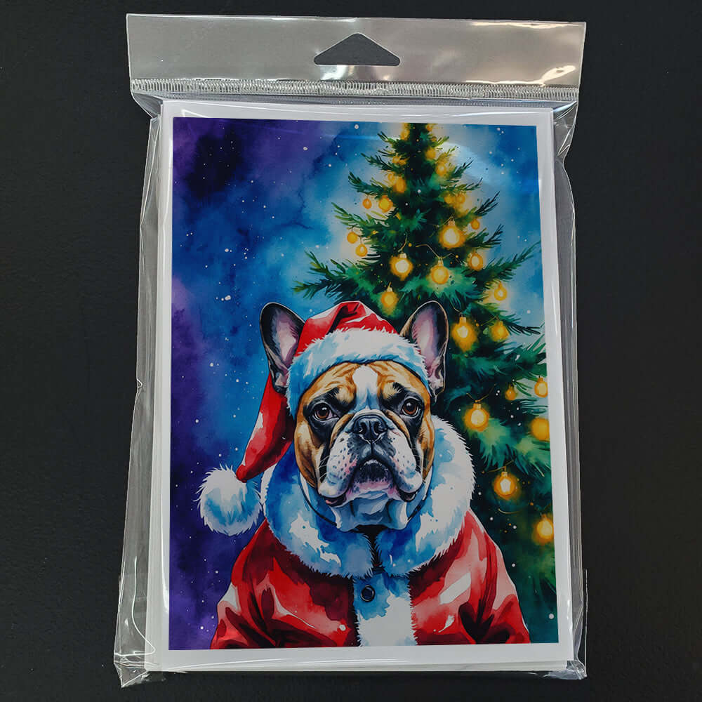 French Bulldog Christmas Greeting Cards Pack of 8 Blank Cards with Envelopes Whimsical A7 Size 5x7