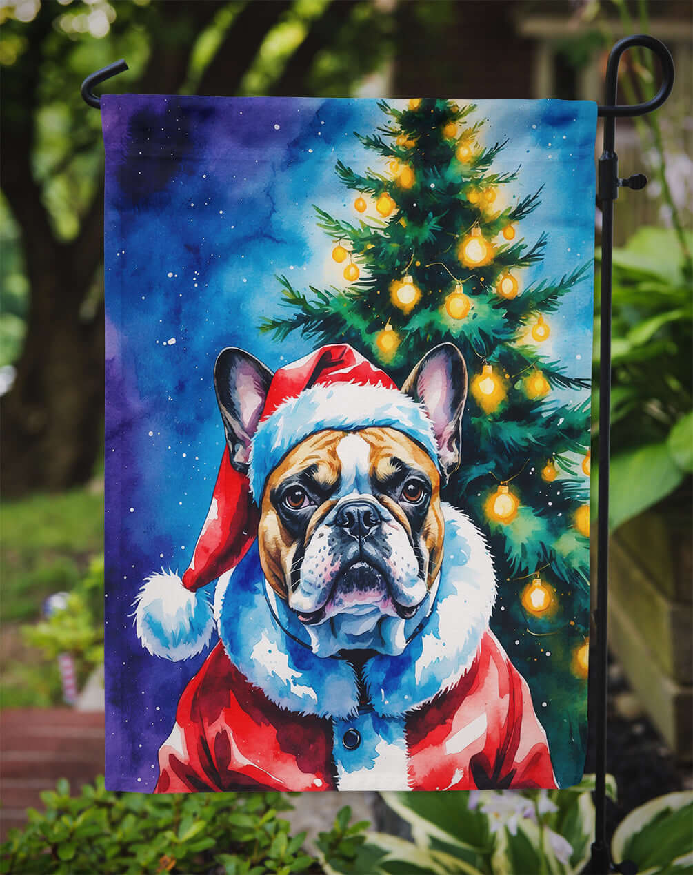 French Bulldog Christmas Garden Flag Mailbox Decorative Yard Banner Outside Patio Artwork for Flower Beds, Garden Size, Multicolor