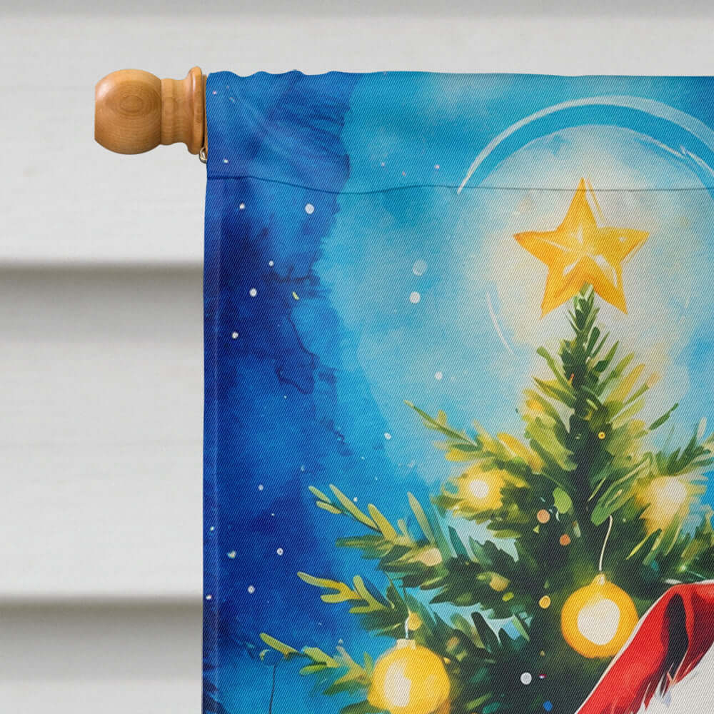 Golden Retriever Christmas House Flag 28x40 Porch Sleeve Pole Decorative Outside Yard Banner Artwork Wall Hanging, Polyester
