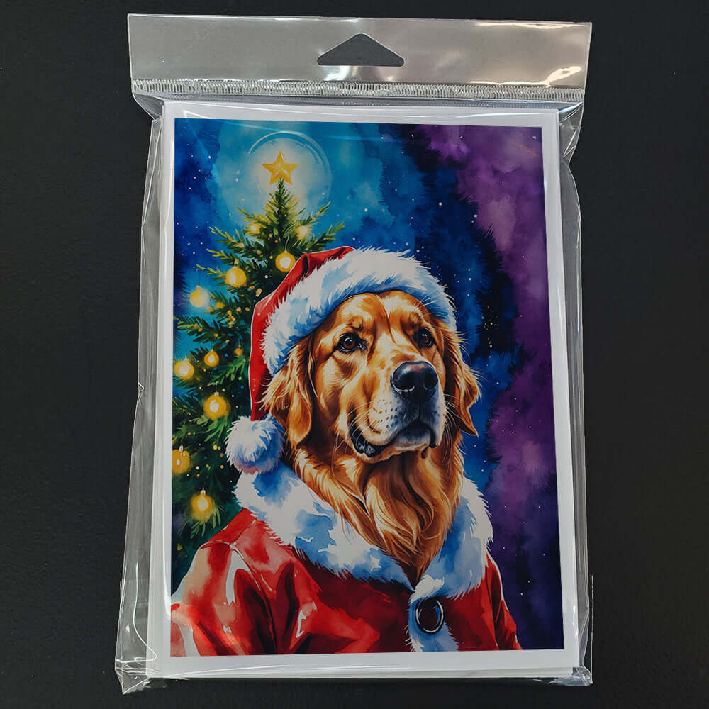 Golden Retriever Christmas Greeting Cards Pack of 8 Blank Cards with Envelopes Whimsical A7 Size 5x7