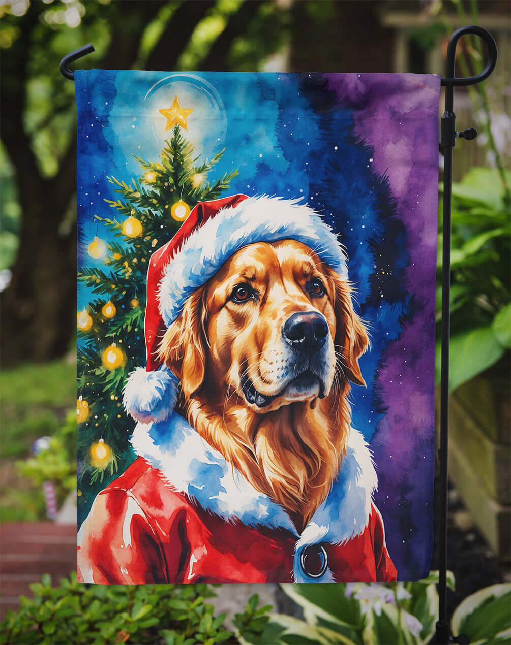 Golden Retriever Christmas Garden Flag Mailbox Decorative Yard Banner Outside Patio Artwork for Flower Beds, Garden Size, Multicolor
