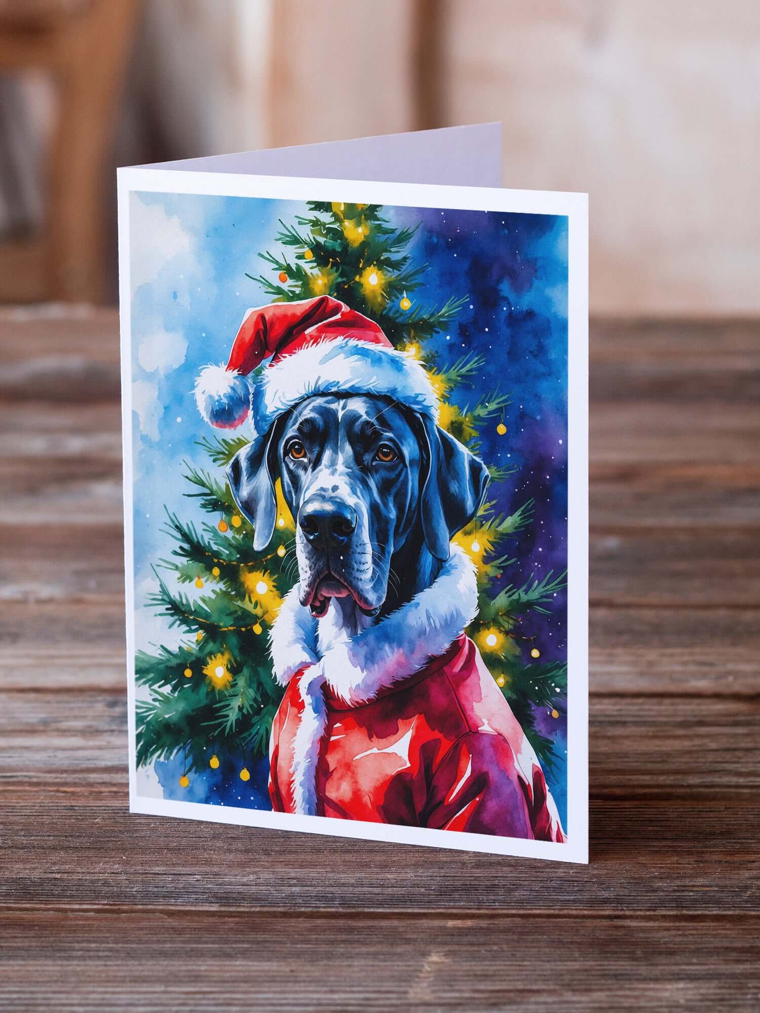 Great Dane Christmas Greeting Cards Pack of 8 Blank Cards with Envelopes Whimsical A7 Size 5x7