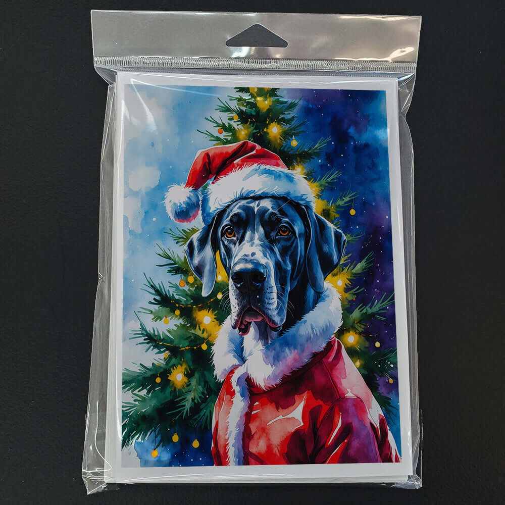 Great Dane Christmas Greeting Cards Pack of 8 Blank Cards with Envelopes Whimsical A7 Size 5x7