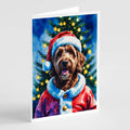 Chocolate Labradoodle Christmas Greeting Cards Pack of 8 Blank Cards with Envelopes Whimsical A7 Size 5x7