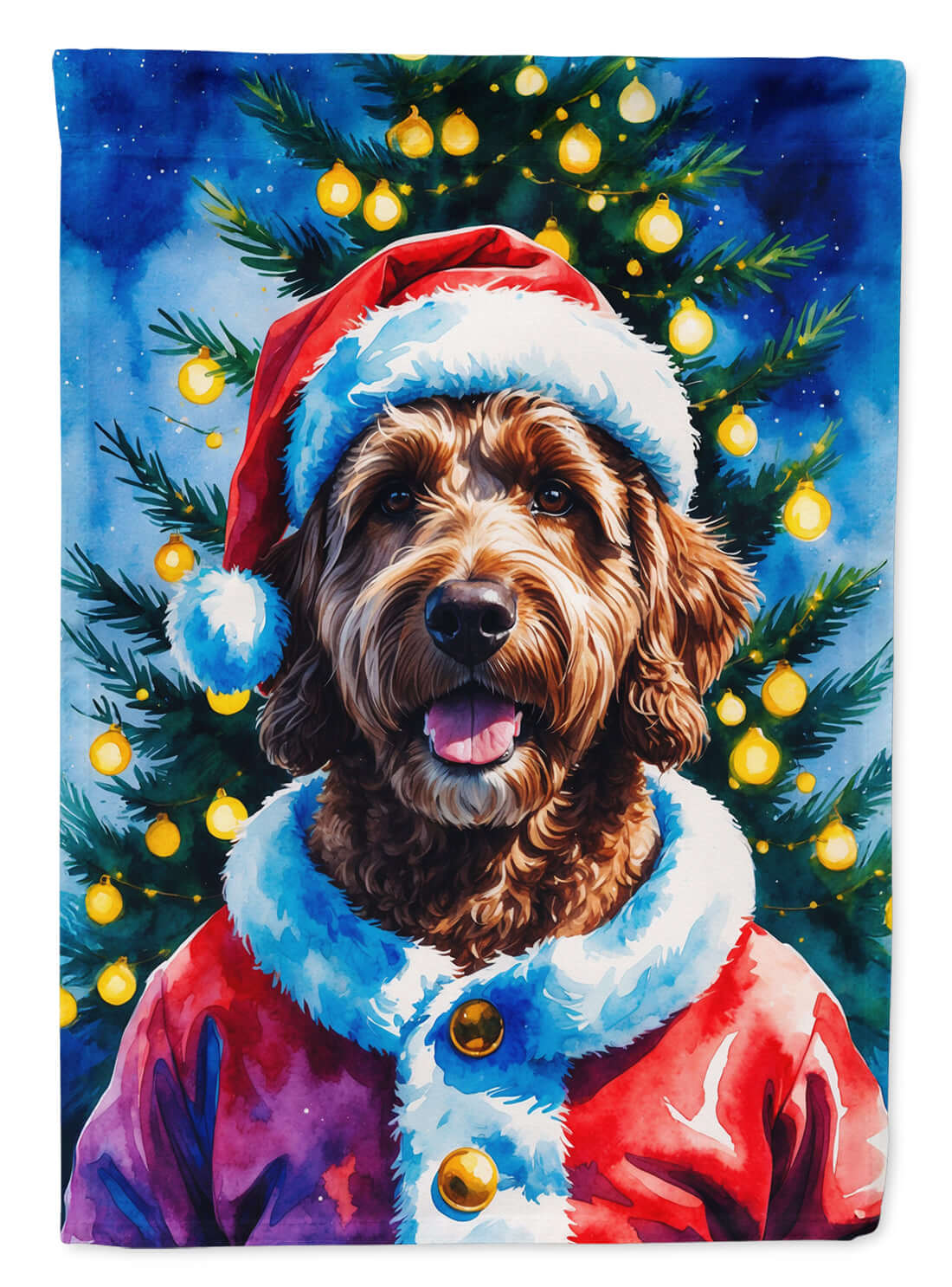 Chocolate Labradoodle Christmas Garden Flag Mailbox Decorative Yard Banner Outside Patio Artwork for Flower Beds, Garden Size, Multicolor