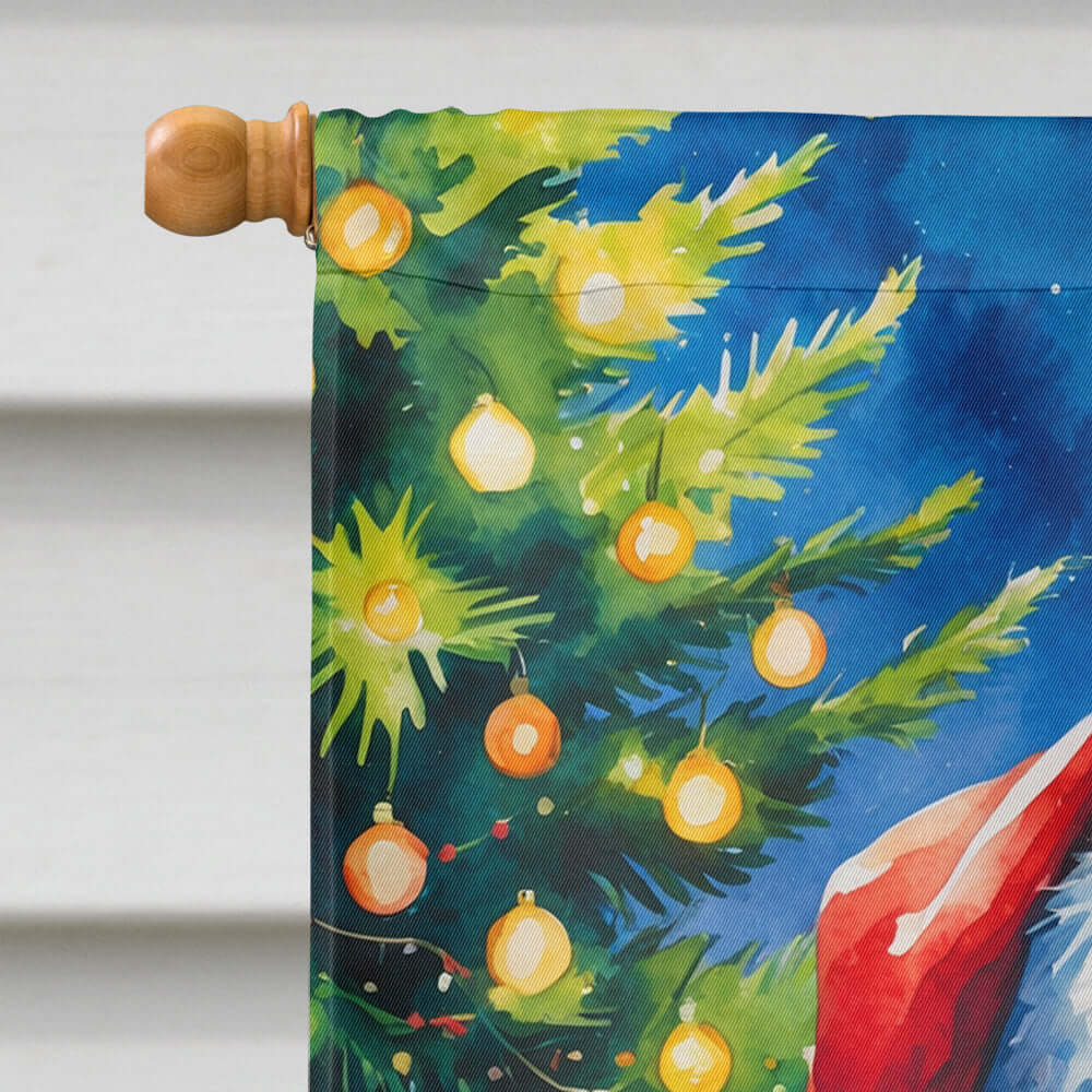 Labradoodle Christmas House Flag 28x40 Porch Sleeve Pole Decorative Outside Yard Banner Artwork Wall Hanging, Polyester