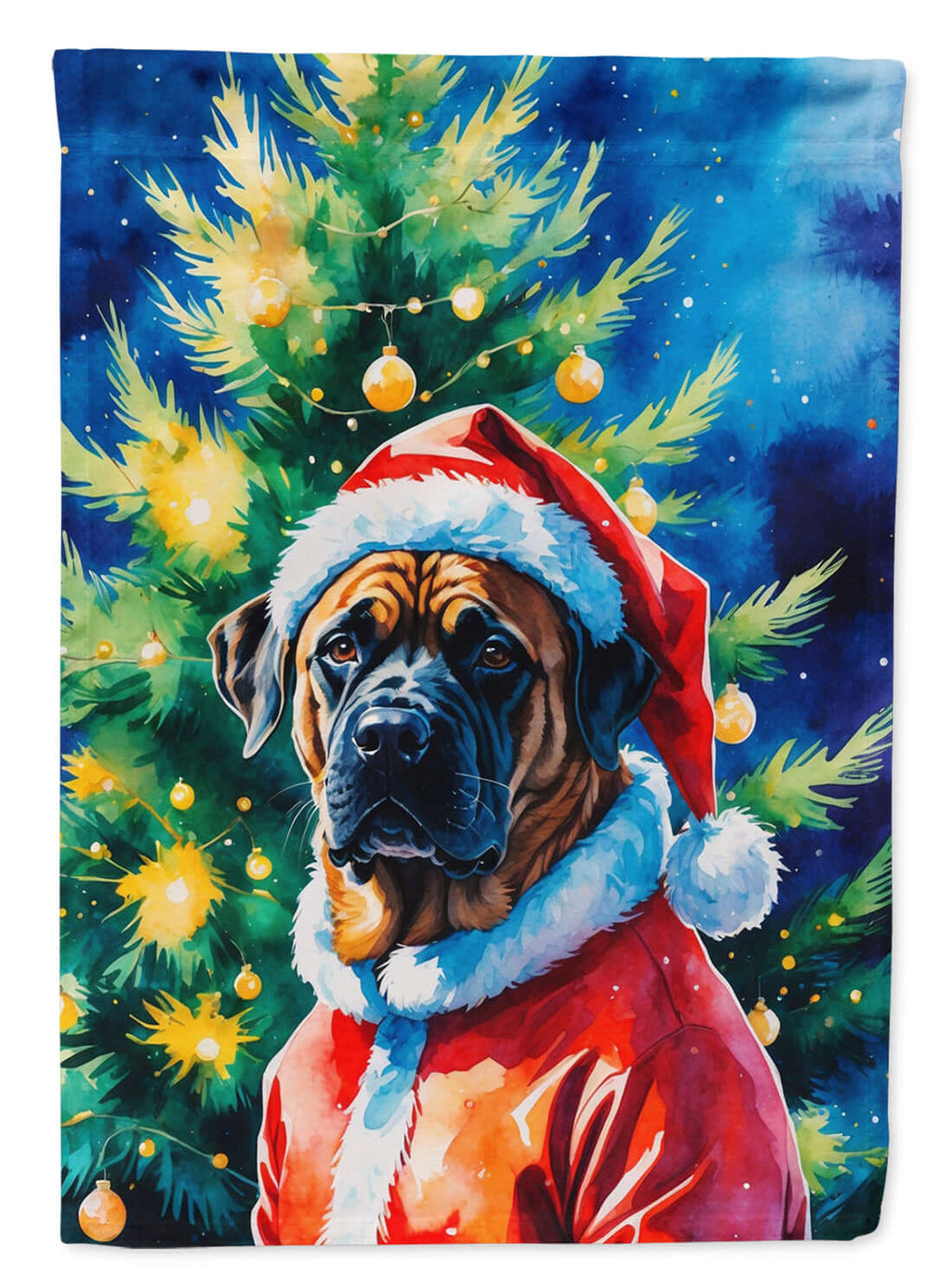 Mastiff Christmas Garden Flag Mailbox Decorative Yard Banner Outside Patio Artwork for Flower Beds, Garden Size, Multicolor