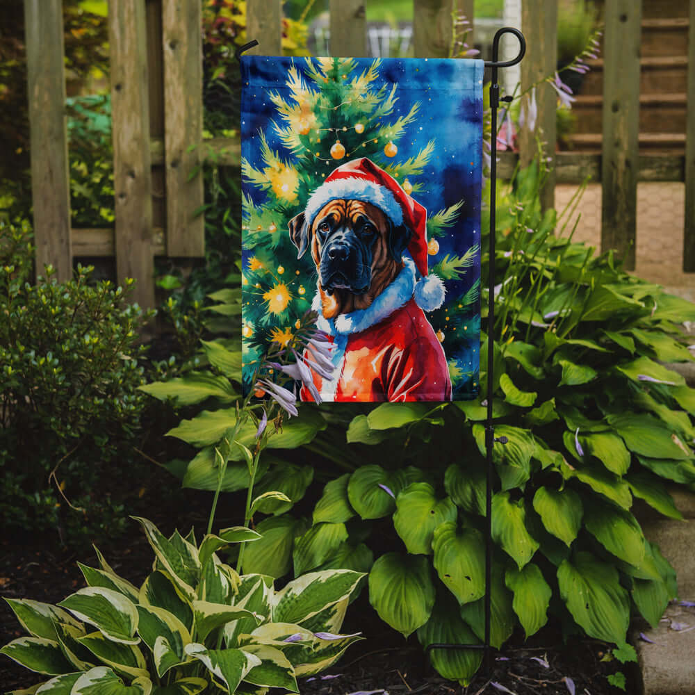 Mastiff Christmas Garden Flag Mailbox Decorative Yard Banner Outside Patio Artwork for Flower Beds, Garden Size, Multicolor