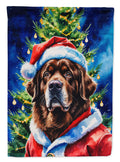 Chocolate Newfoundland Christmas House Flag 28x40 Porch Sleeve Pole Decorative Outside Yard Banner Artwork Wall Hanging, Polyester