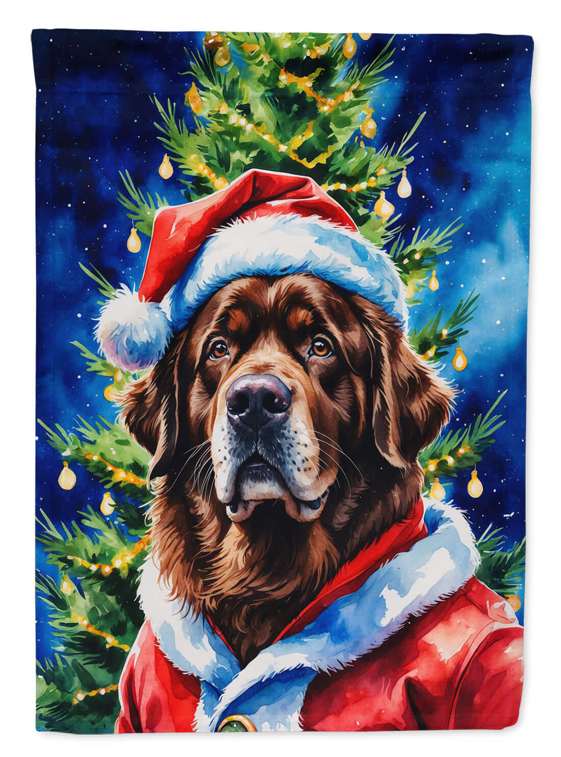 Chocolate Newfoundland Christmas Garden Flag Mailbox Decorative Yard Banner Outside Patio Artwork for Flower Beds, Garden Size, Multicolor