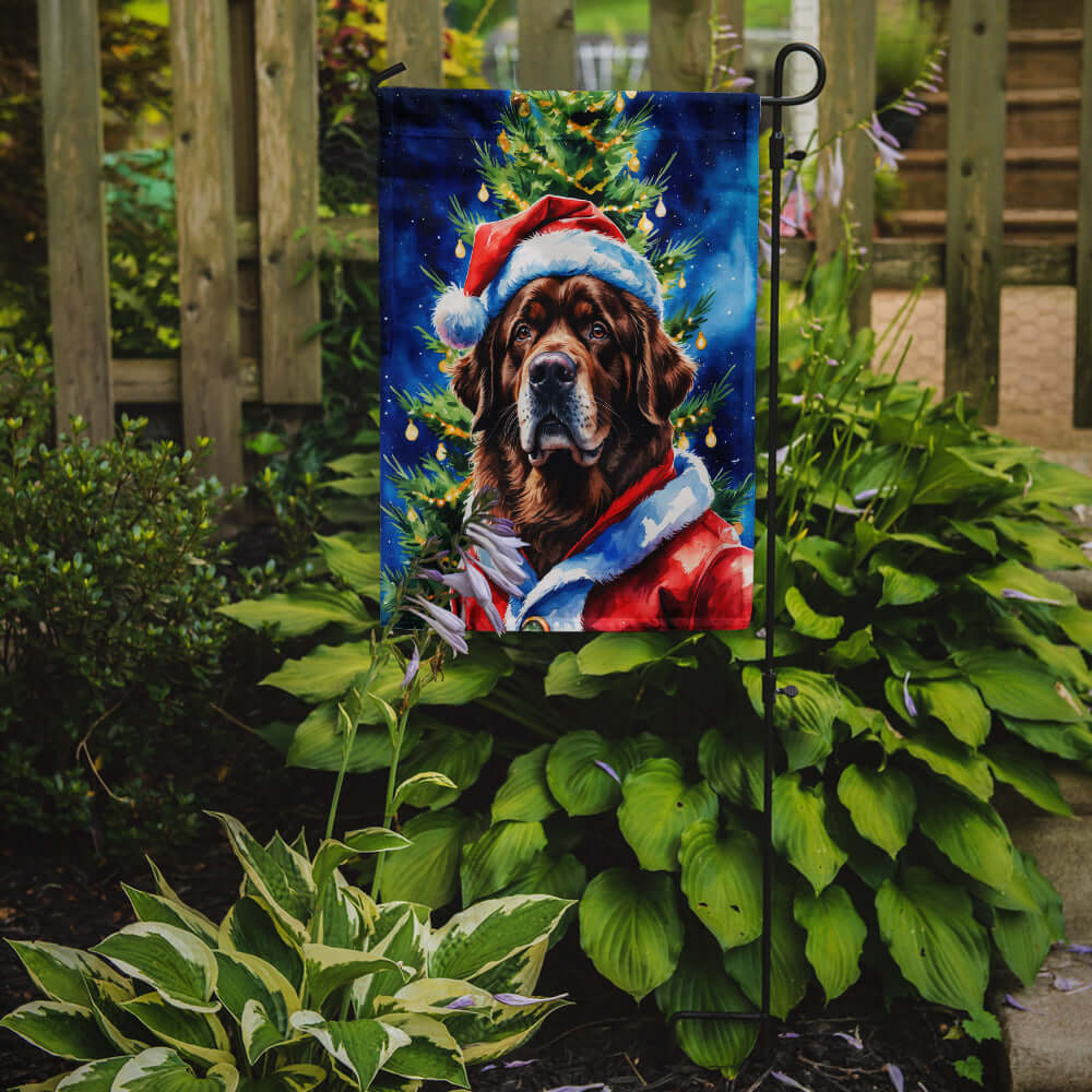 Chocolate Newfoundland Christmas Garden Flag Mailbox Decorative Yard Banner Outside Patio Artwork for Flower Beds, Garden Size, Multicolor