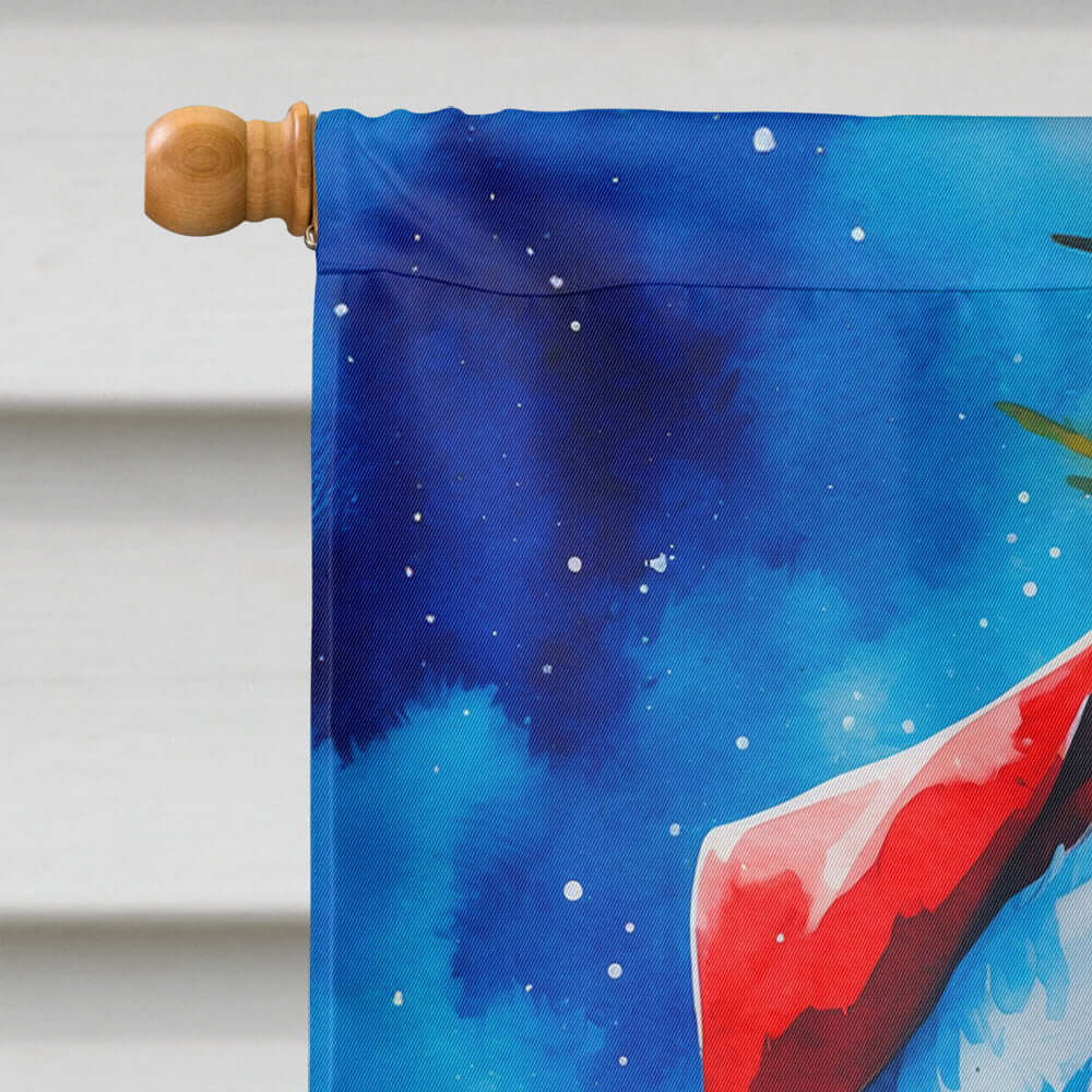Pit Bull Terrier Christmas House Flag 28x40 Porch Sleeve Pole Decorative Outside Yard Banner Artwork Wall Hanging, Polyester
