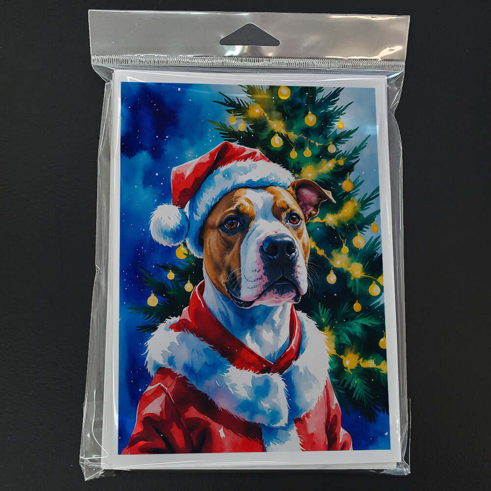 Pit Bull Terrier Christmas Greeting Cards Pack of 8 Blank Cards with Envelopes Whimsical A7 Size 5x7