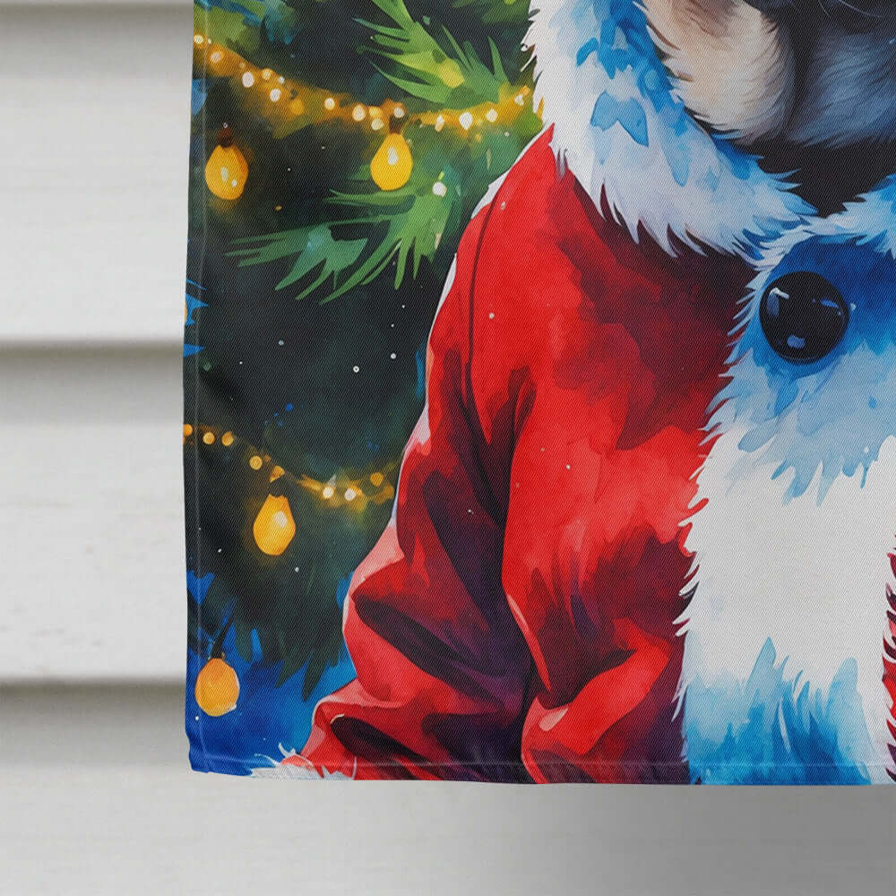 Pug Christmas House Flag 28x40 Porch Sleeve Pole Decorative Outside Yard Banner Artwork Wall Hanging, Polyester