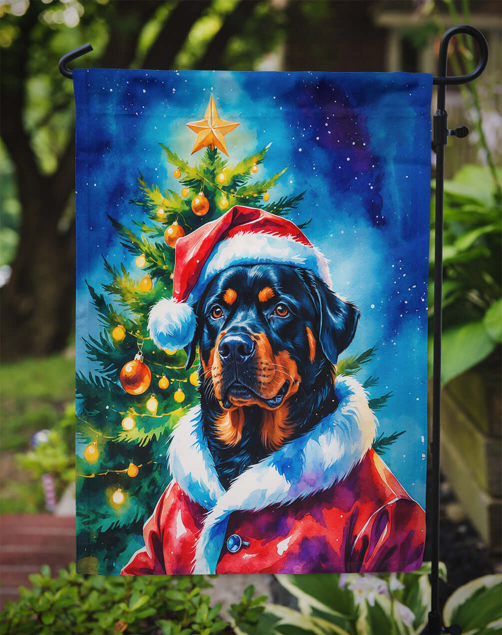 Rottweiler Christmas Garden Flag Mailbox Decorative Yard Banner Outside Patio Artwork for Flower Beds, Garden Size, Multicolor