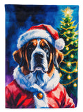 Saint Bernard Christmas House Flag 28x40 Porch Sleeve Pole Decorative Outside Yard Banner Artwork Wall Hanging, Polyester