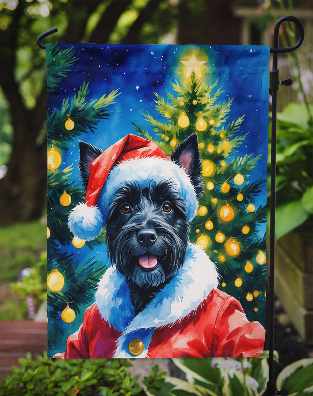 Scottish Terrier Christmas Garden Flag Mailbox Decorative Yard Banner Outside Patio Artwork for Flower Beds, Garden Size, Multicolor