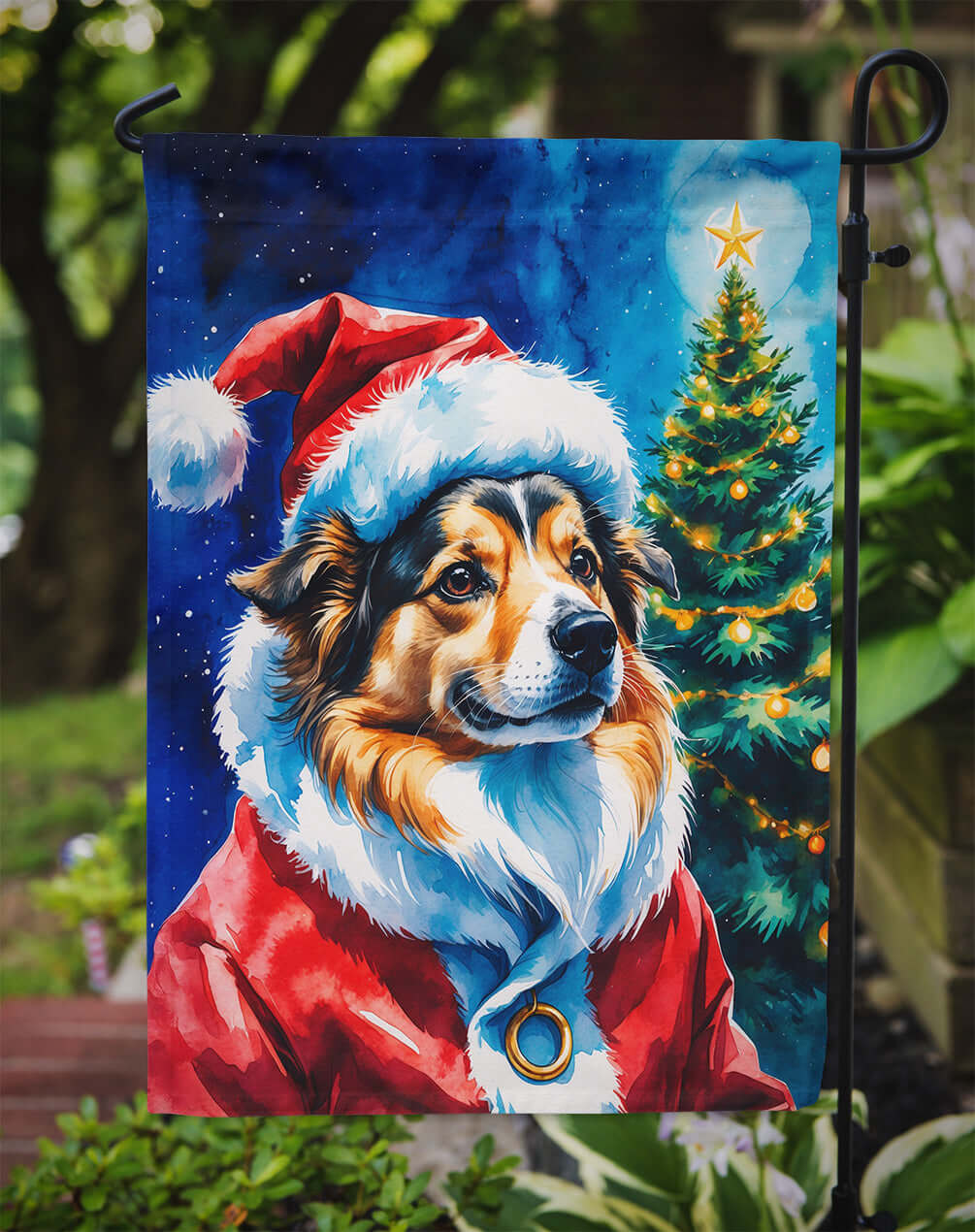 Sheltie Christmas Garden Flag Mailbox Decorative Yard Banner Outside Patio Artwork for Flower Beds, Garden Size, Multicolor