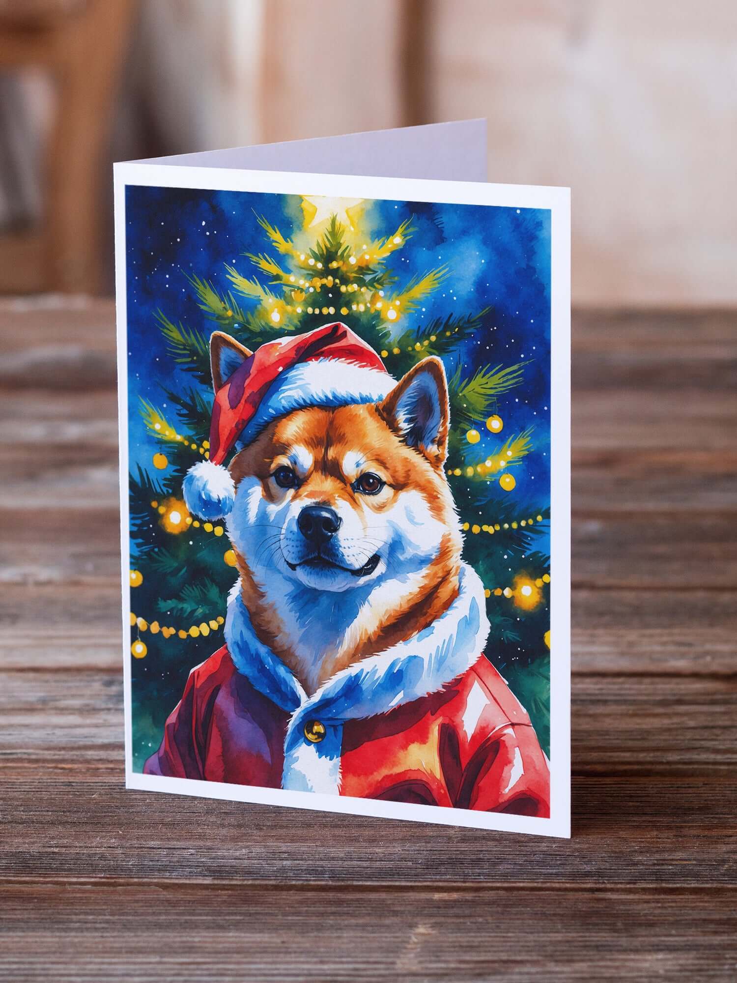 Shiba Inu Christmas Greeting Cards Pack of 8 Blank Cards with Envelopes Whimsical A7 Size 5x7