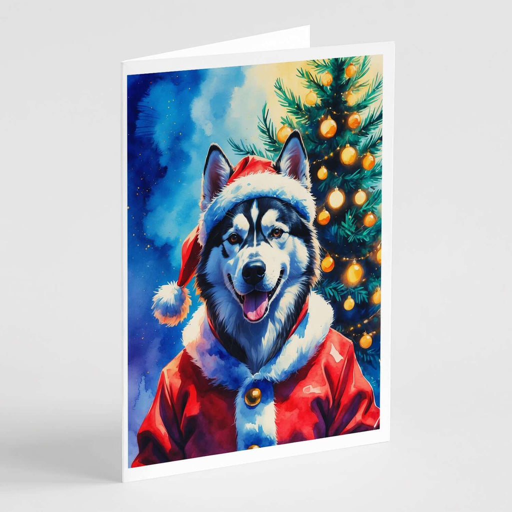Siberian Husky Christmas Greeting Cards Pack of 8 Blank Cards with Envelopes Whimsical A7 Size 5x7