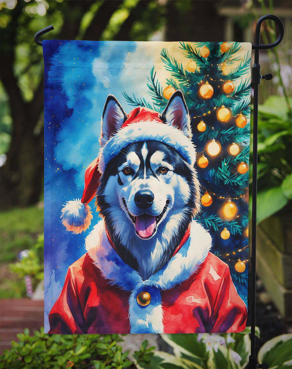 Siberian Husky Christmas Garden Flag Mailbox Decorative Yard Banner Outside Patio Artwork for Flower Beds, Garden Size, Multicolor