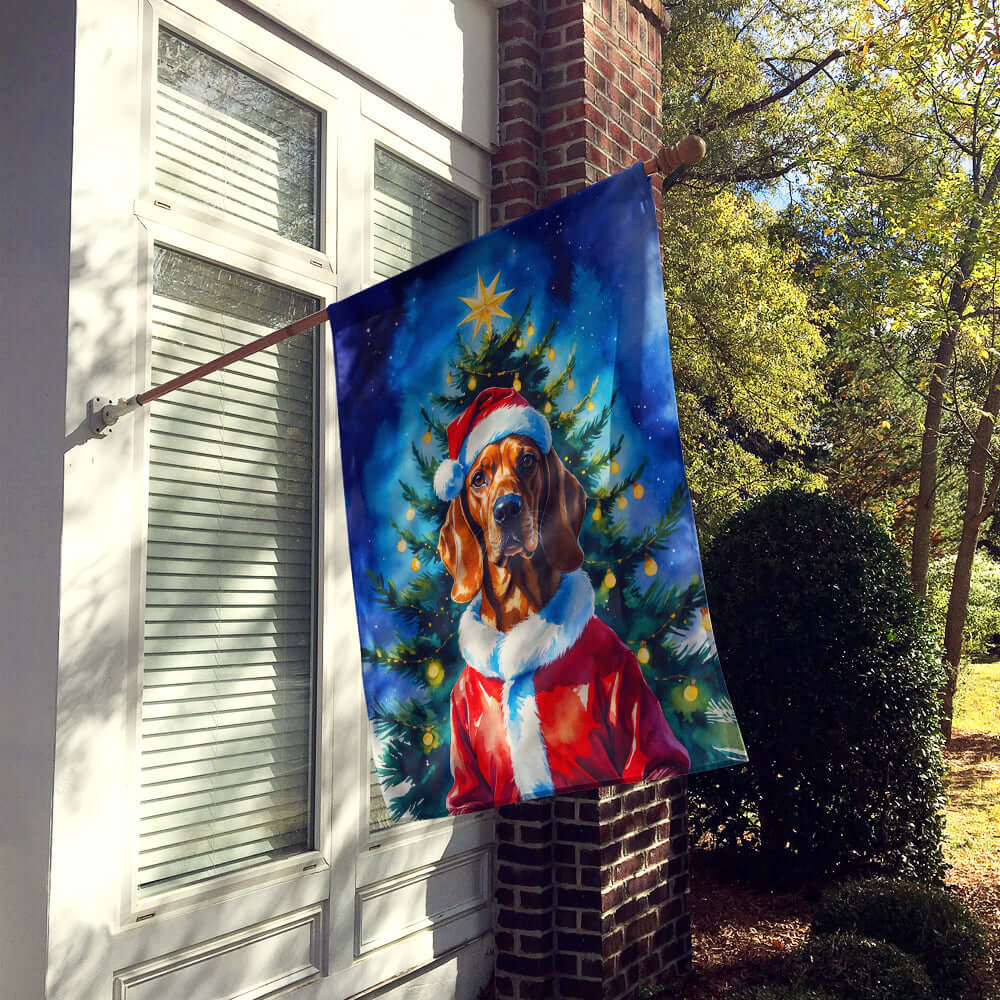 Vizsla Christmas House Flag 28x40 Porch Sleeve Pole Decorative Outside Yard Banner Artwork Wall Hanging, Polyester