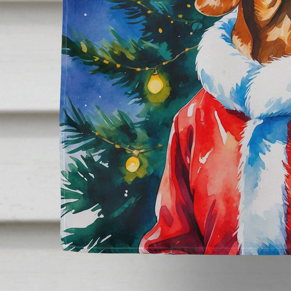 Vizsla Christmas House Flag 28x40 Porch Sleeve Pole Decorative Outside Yard Banner Artwork Wall Hanging, Polyester
