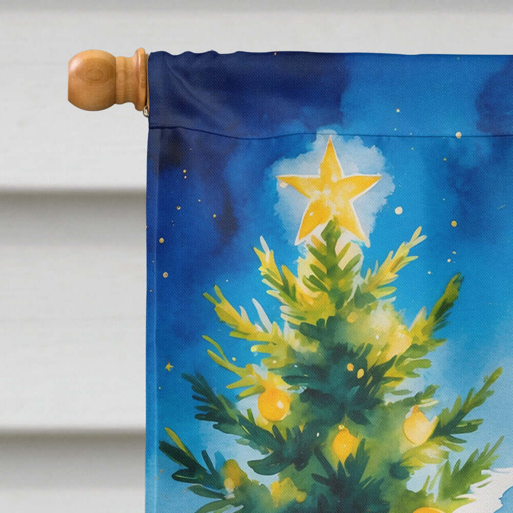 Weimaraner Christmas House Flag 28x40 Porch Sleeve Pole Decorative Outside Yard Banner Artwork Wall Hanging, Polyester