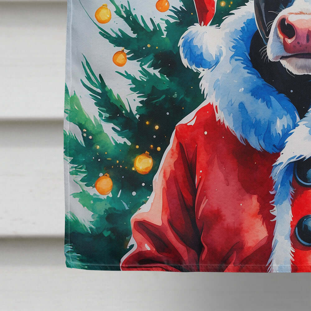 Cow Christmas House Flag 28x40 Porch Sleeve Pole Decorative Outside Yard Banner Artwork Wall Hanging, Polyester