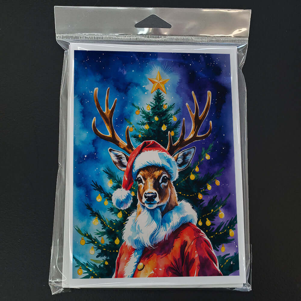 Deer Christmas Greeting Cards Pack of 8 Blank Cards with Envelopes Whimsical A7 Size 5x7