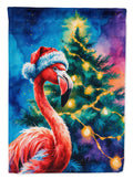 Flamingo Christmas House Flag 28x40 Porch Sleeve Pole Decorative Outside Yard Banner Artwork Wall Hanging, Polyester