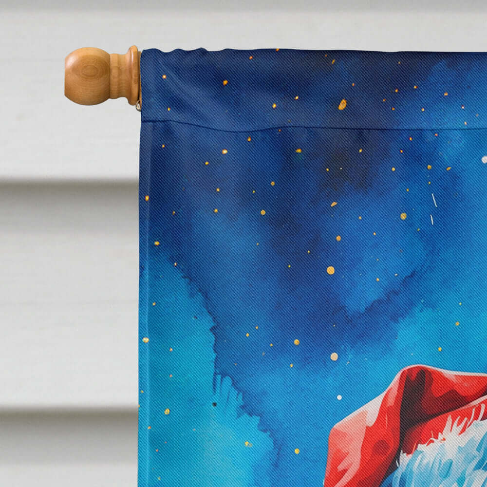 Flamingo Christmas House Flag 28x40 Porch Sleeve Pole Decorative Outside Yard Banner Artwork Wall Hanging, Polyester