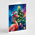 Flamingo Christmas Greeting Cards Pack of 8 Blank Cards with Envelopes Whimsical A7 Size 5x7