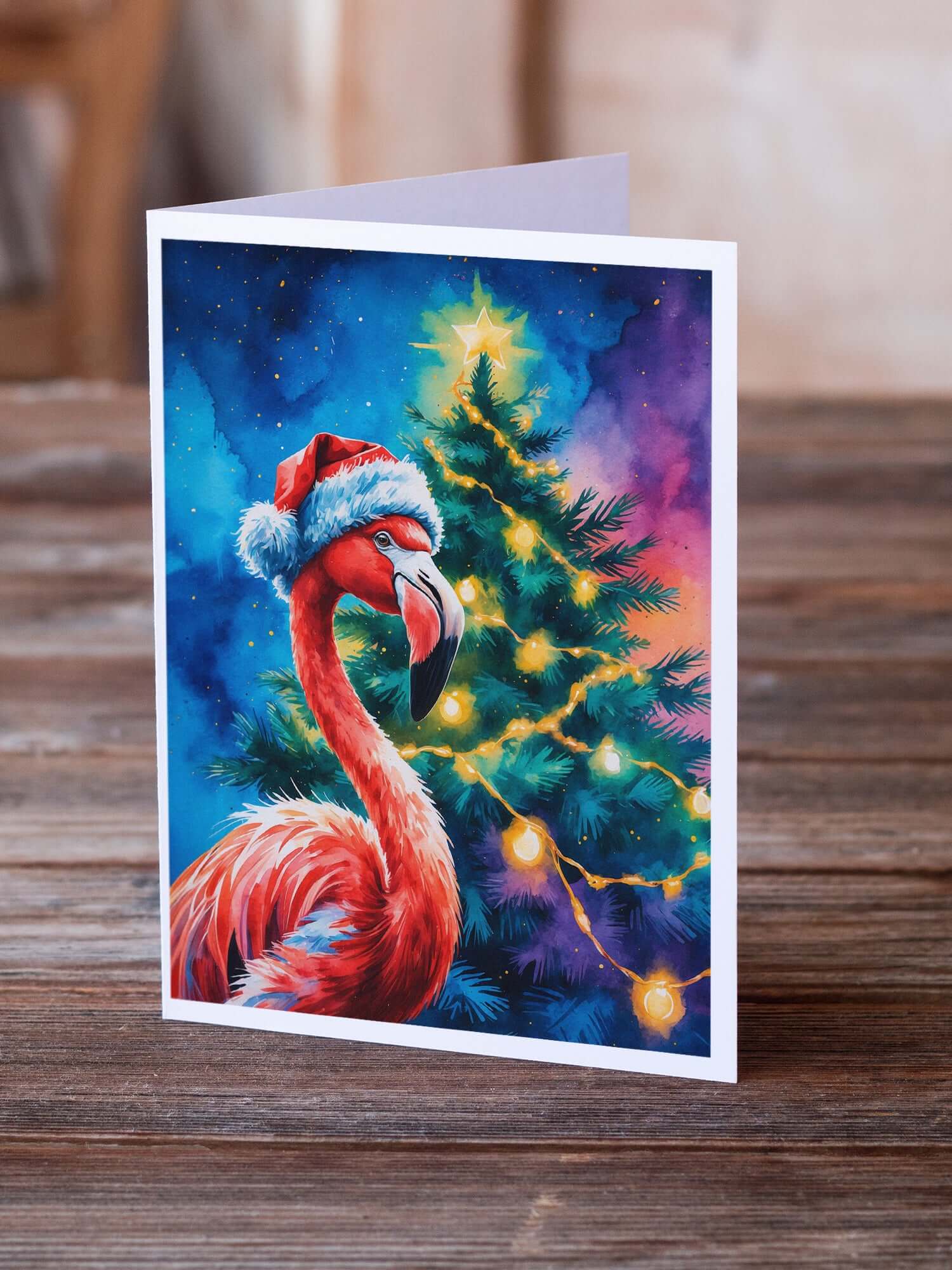 Flamingo Christmas Greeting Cards Pack of 8 Blank Cards with Envelopes Whimsical A7 Size 5x7