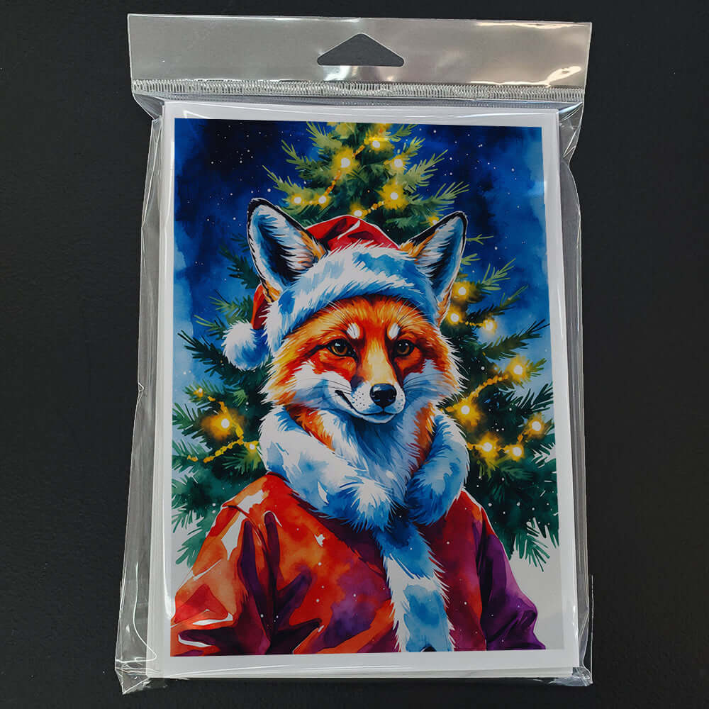 Fox Christmas Greeting Cards Pack of 8 Blank Cards with Envelopes Whimsical A7 Size 5x7