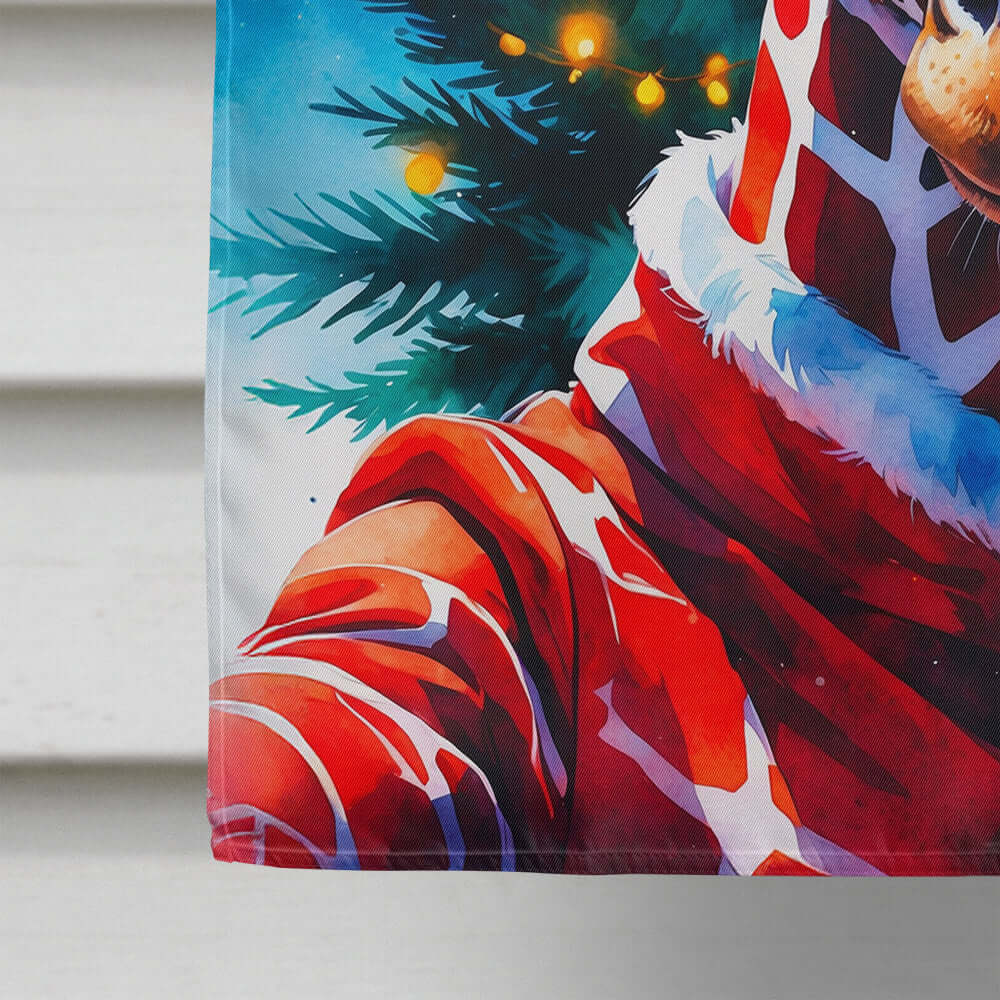 Giraffe Christmas House Flag 28x40 Porch Sleeve Pole Decorative Outside Yard Banner Artwork Wall Hanging, Polyester