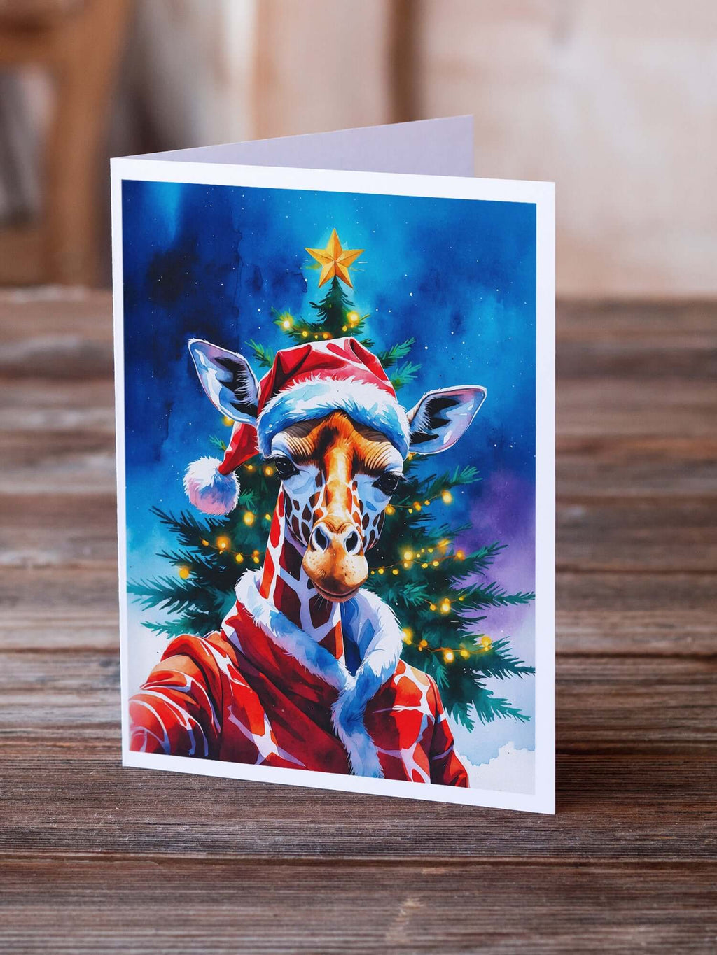 Giraffe Christmas Greeting Cards Pack of 8 Blank Cards with Envelopes Whimsical A7 Size 5x7