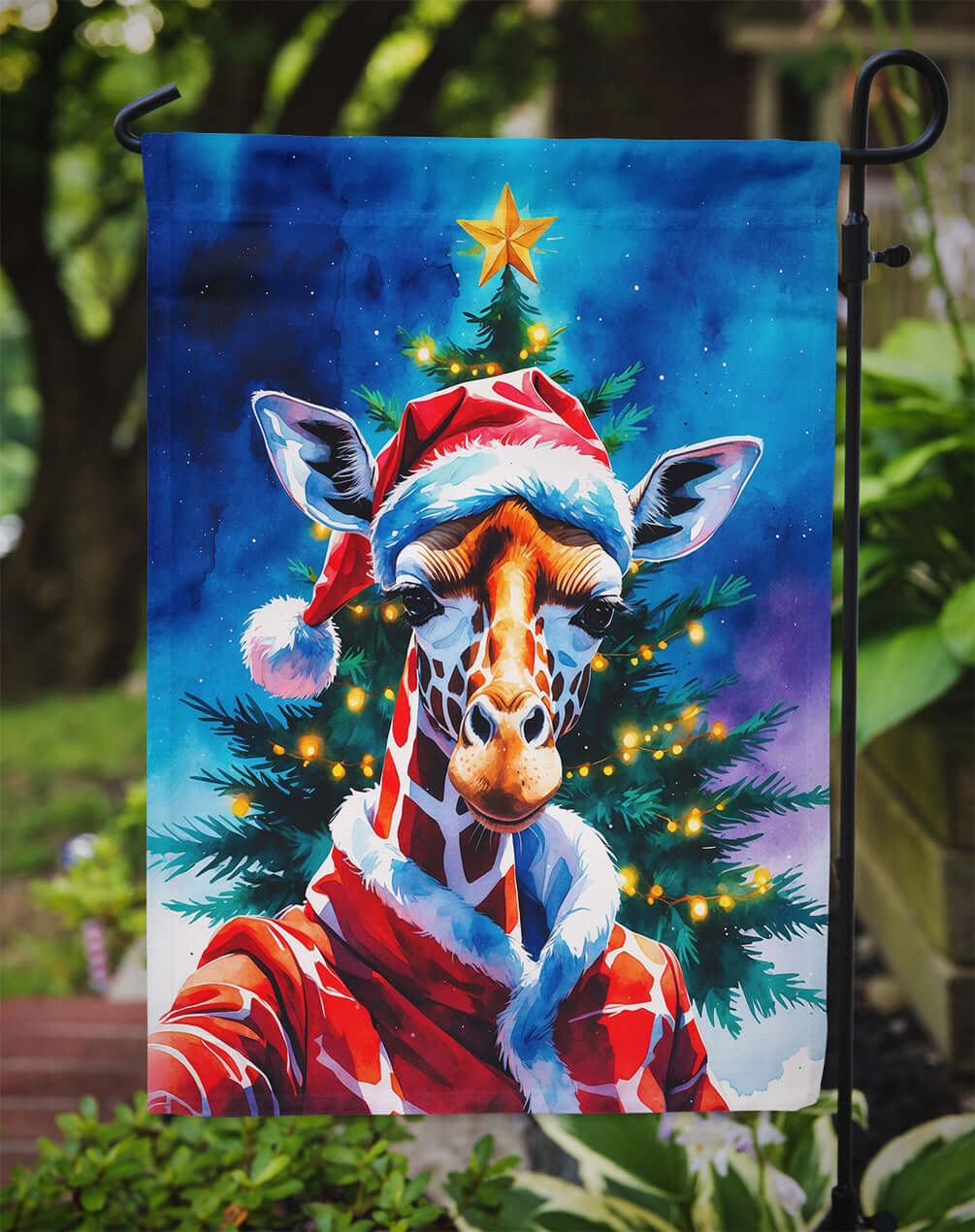 Giraffe Christmas Garden Flag Mailbox Decorative Yard Banner Outside Patio Artwork for Flower Beds, Garden Size, Multicolor