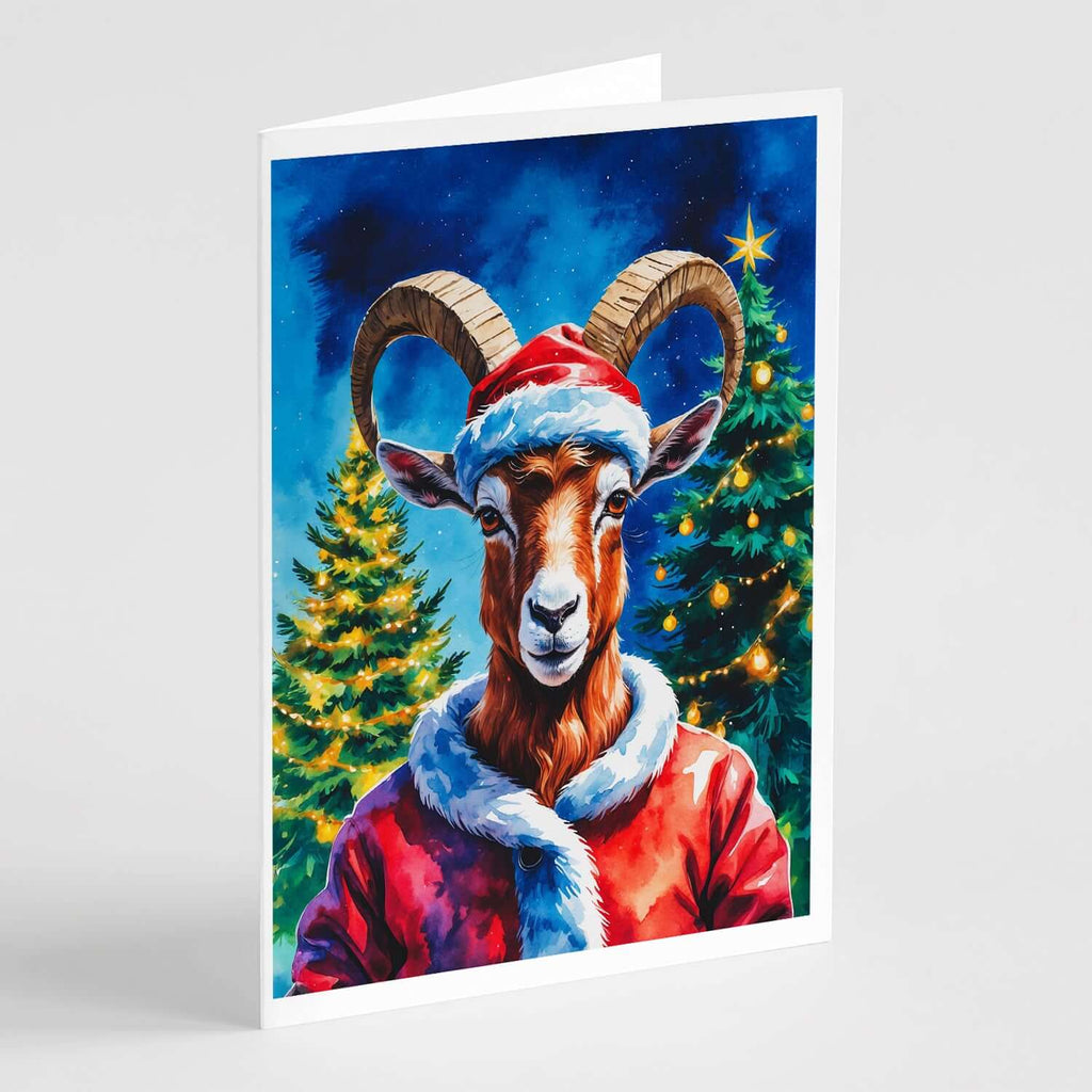 Goat Christmas Greeting Cards Pack of 8 Blank Cards with Envelopes Whimsical A7 Size 5x7