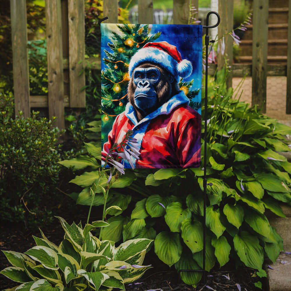 Gorilla Christmas Garden Flag Mailbox Decorative Yard Banner Outside Patio Artwork for Flower Beds, Garden Size, Multicolor