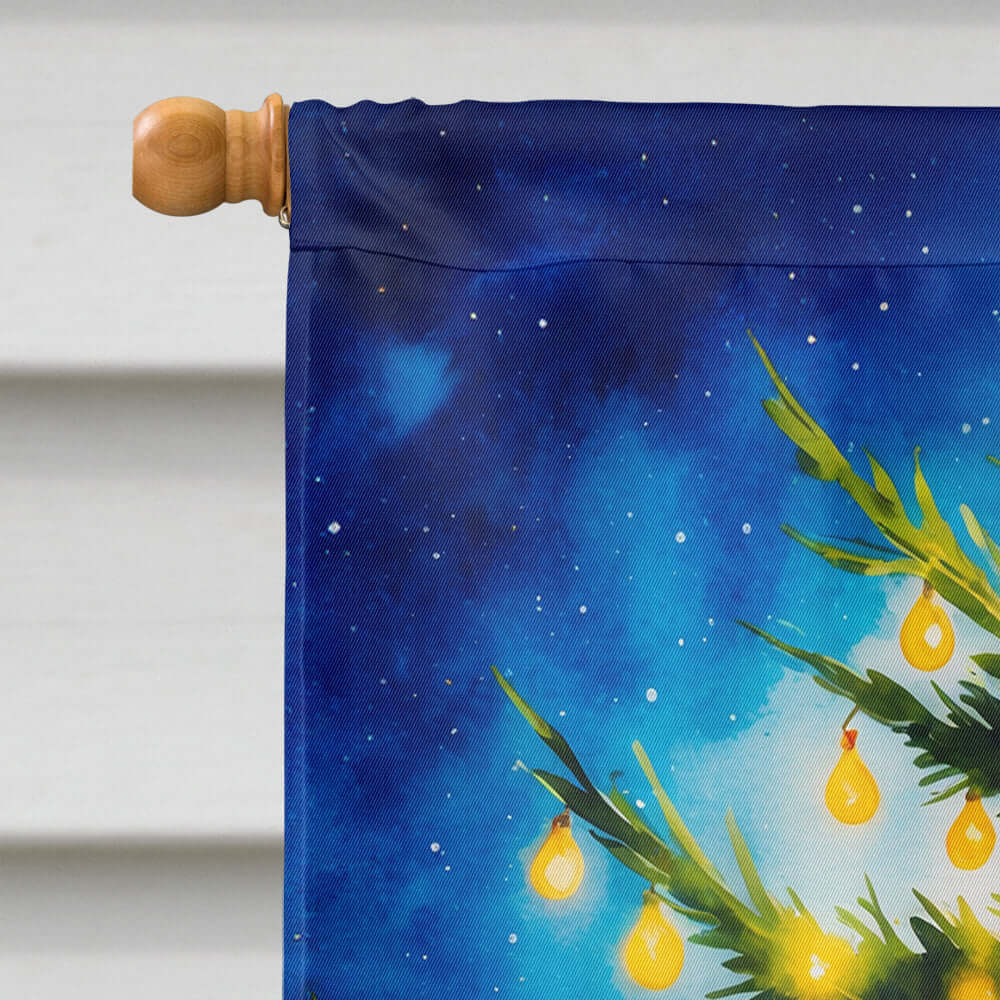 Bear Christmas House Flag 28x40 Porch Sleeve Pole Decorative Outside Yard Banner Artwork Wall Hanging, Polyester