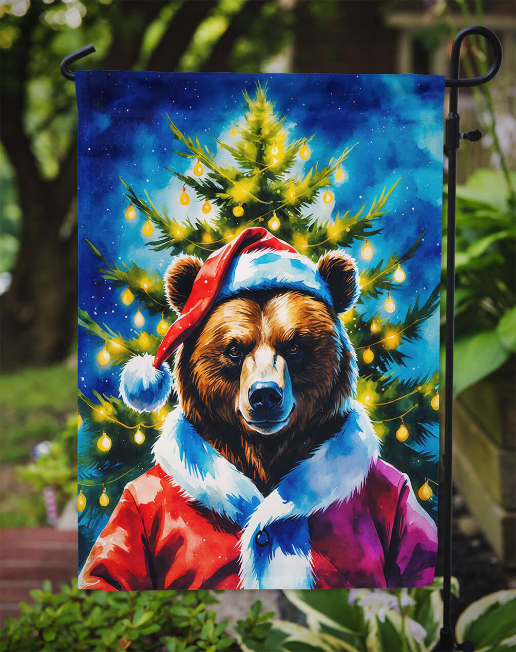 Bear Christmas Garden Flag Mailbox Decorative Yard Banner Outside Patio Artwork for Flower Beds, Garden Size, Multicolor
