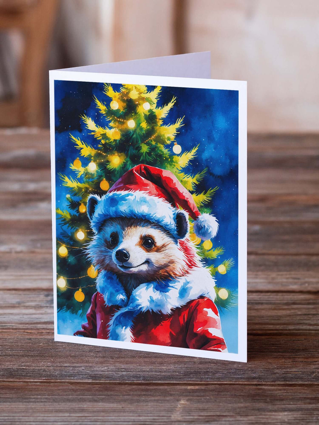 Hedgehog Christmas Greeting Cards Pack of 8 Blank Cards with Envelopes Whimsical A7 Size 5x7