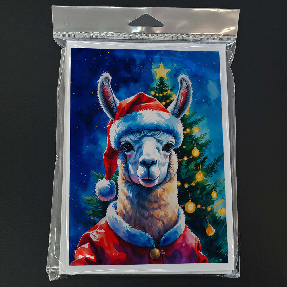Llama Christmas Greeting Cards Pack of 8 Blank Cards with Envelopes Whimsical A7 Size 5x7