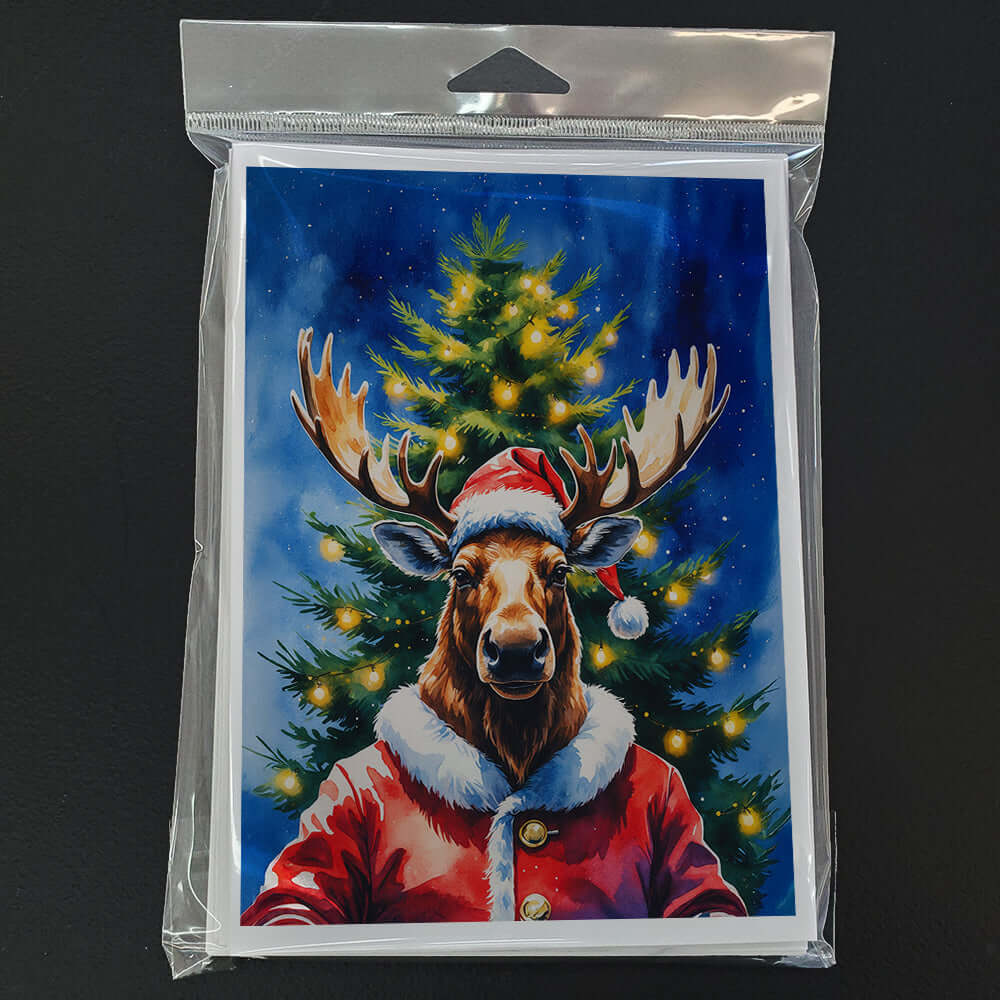 Moose Christmas Greeting Cards Pack of 8 Blank Cards with Envelopes Whimsical A7 Size 5x7