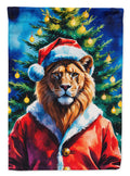 Lion Christmas House Flag 28x40 Porch Sleeve Pole Decorative Outside Yard Banner Artwork Wall Hanging, Polyester