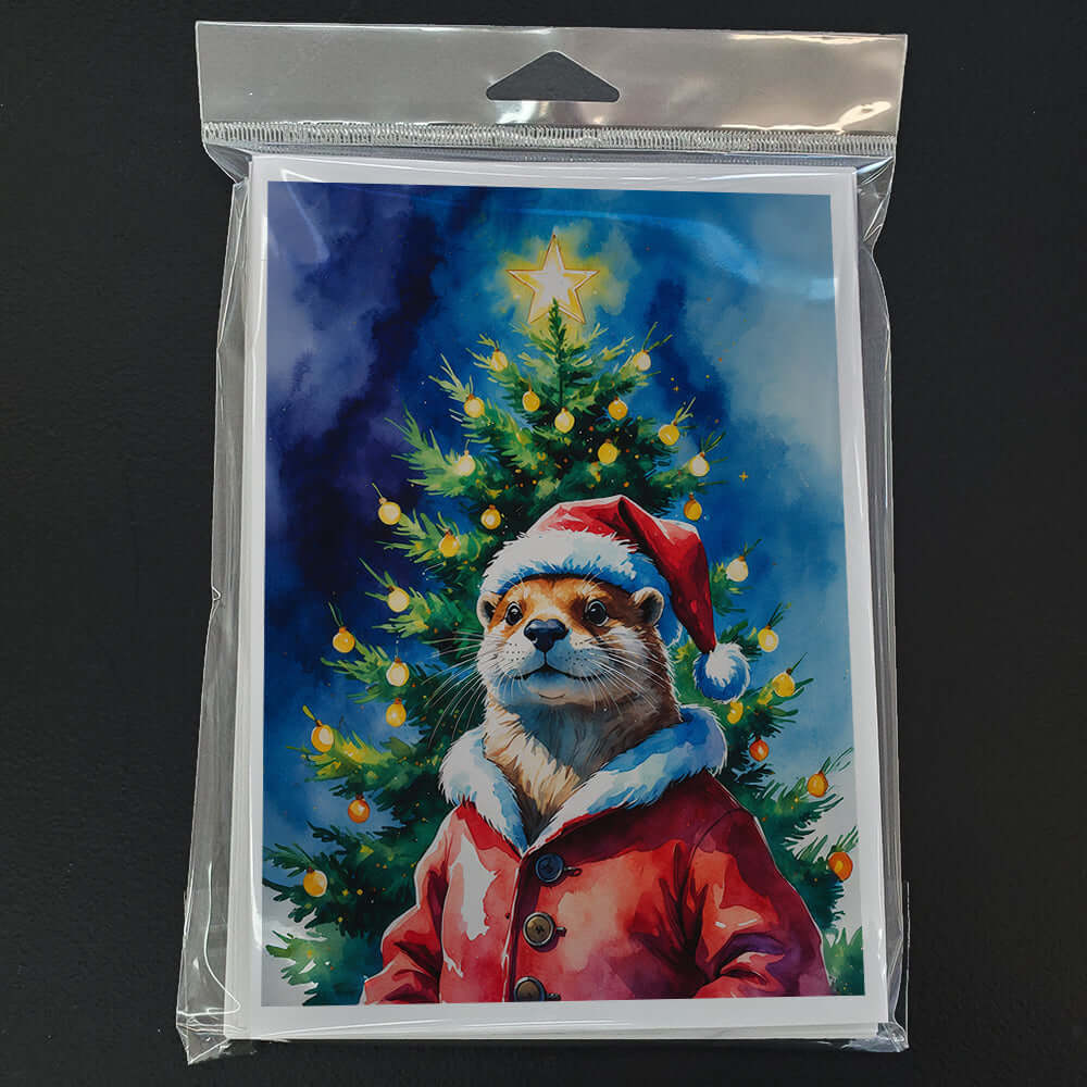 Otter Christmas Greeting Cards Pack of 8 Blank Cards with Envelopes Whimsical A7 Size 5x7