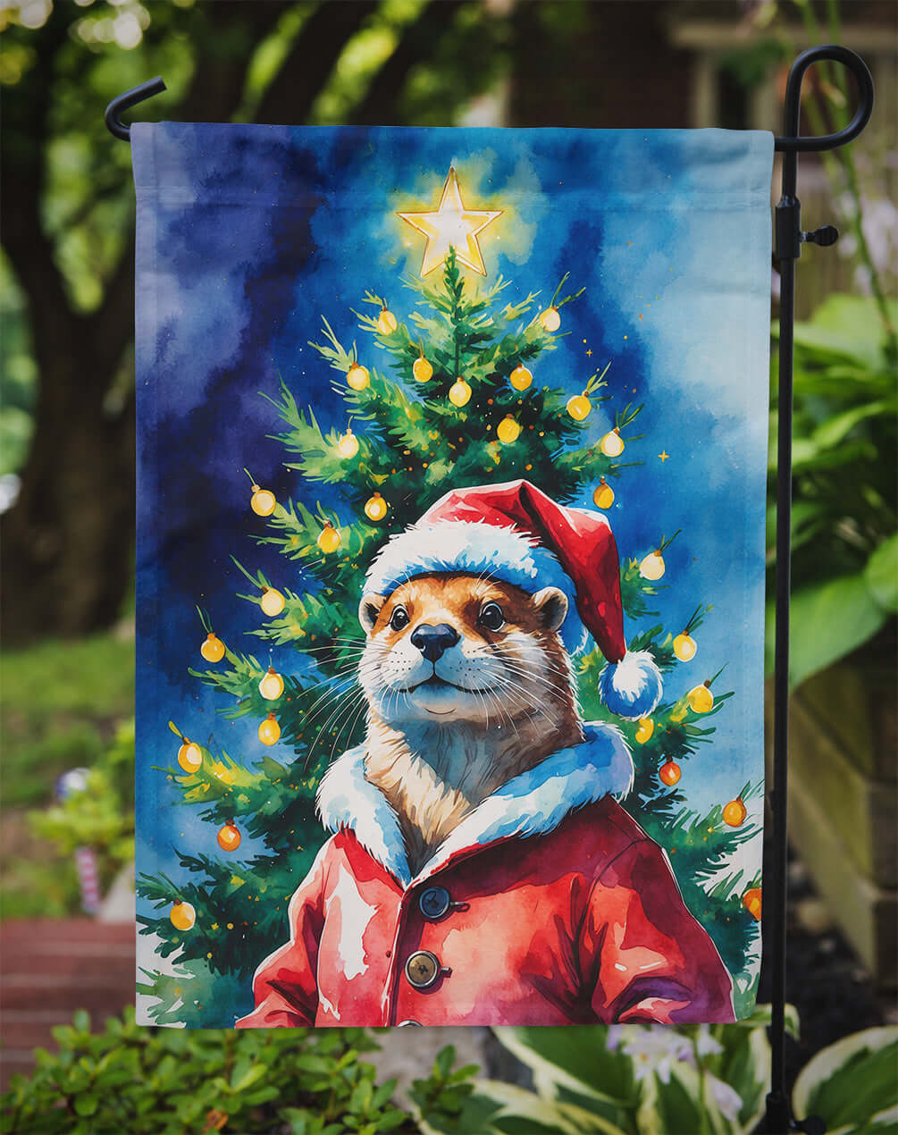 Otter Christmas Garden Flag Mailbox Decorative Yard Banner Outside Patio Artwork for Flower Beds, Garden Size, Multicolor