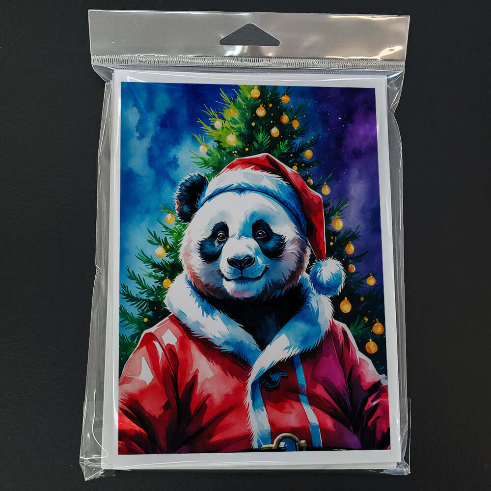 Panda Christmas Greeting Cards Pack of 8 Blank Cards with Envelopes Whimsical A7 Size 5x7