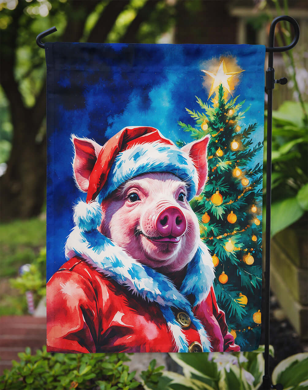 Pig Christmas Garden Flag Mailbox Decorative Yard Banner Outside Patio Artwork for Flower Beds, Garden Size, Multicolor